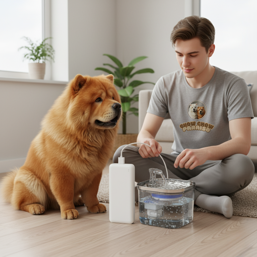 CIO2- Fuente de agua automática para perros 🐕🐈 | Acero inoxidable silenciosa 2L- Chow Chow paraiso