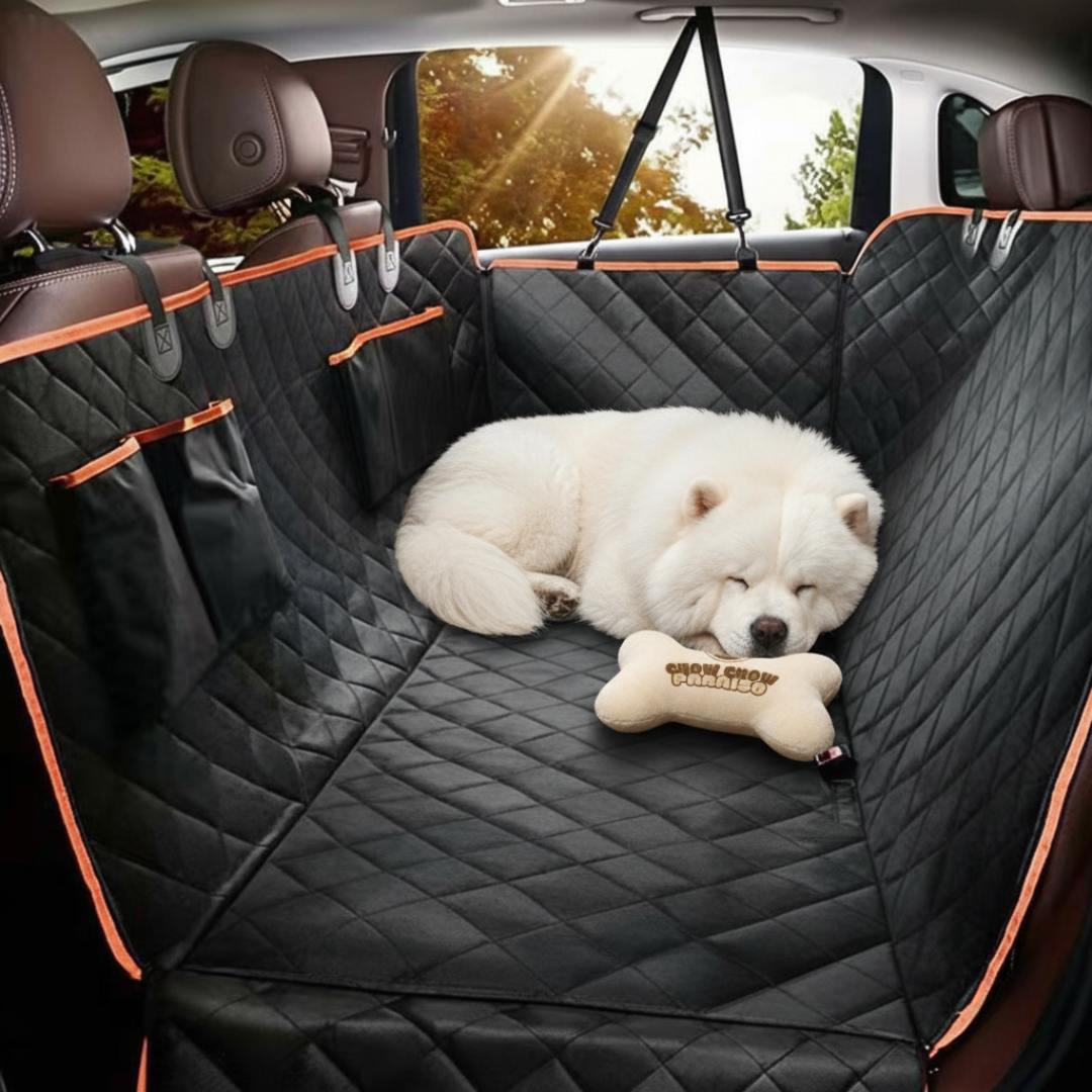 PA2.🐾 Alfombrilla-Protector de Asientos, para Coche con bolsillos, para Perros Chow Chow paraíso