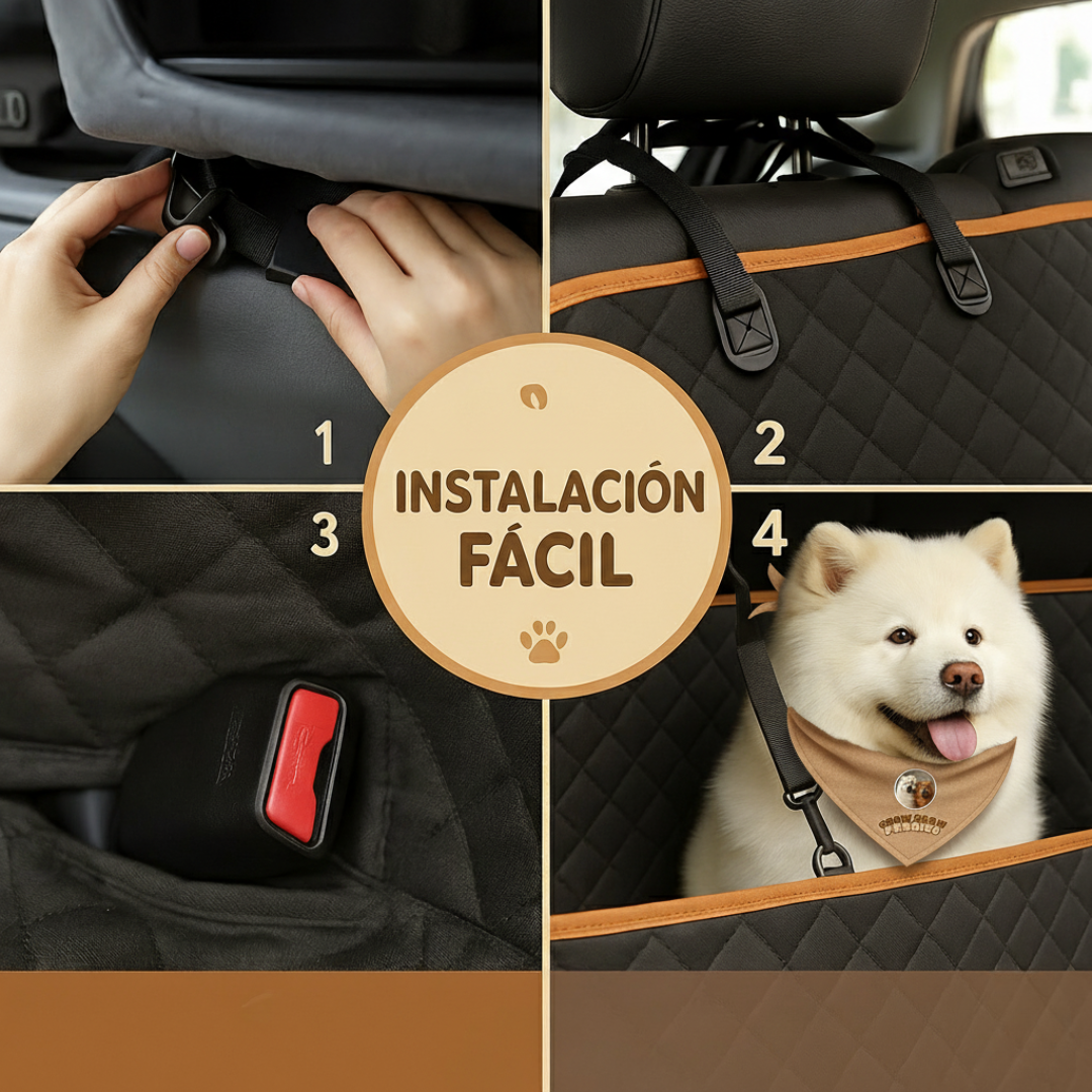 PA2.🐾 Alfombrilla-Protector de Asientos, para Coche con bolsillos, para Perros Chow Chow paraíso