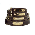 Collar de Cuero Genuino Personalizable con Placa de Identificación