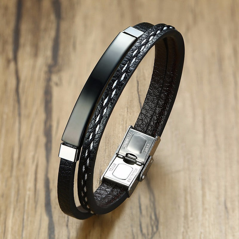 Brazalete de Cuero y Acero  Personalizado