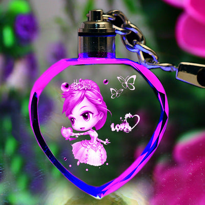 Llavero de Cristal K9 Personalizado con Grabado Interno y Luz LED