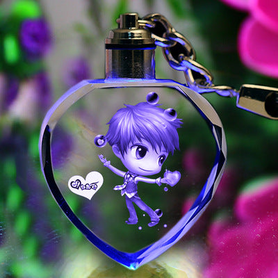 Llavero de Cristal K9 Personalizado con Grabado Interno y Luz LED