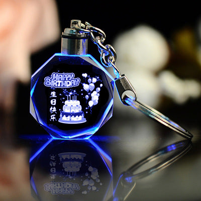 Llavero de Cristal K9 Personalizado con Grabado Interno y Luz LED