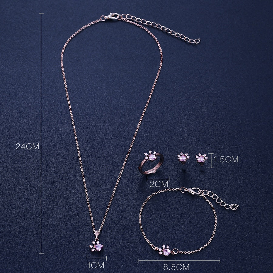 Set de Joyas "Huella de Cuarzo Rosa" con Baño de Oro Rosa