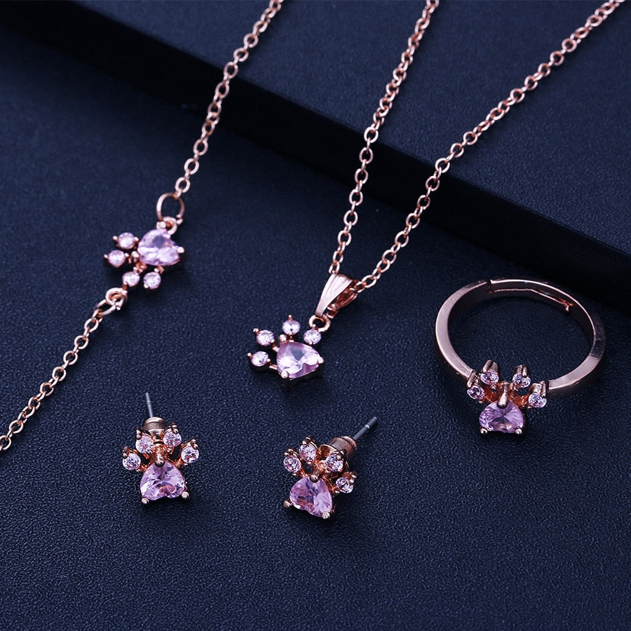 Set de Joyas "Huella de Cuarzo Rosa" con Baño de Oro Rosa