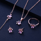 Set de Joyas "Huella de Cuarzo Rosa" con Baño de Oro Rosa