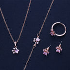 Set de Joyas "Huella de Cuarzo Rosa" con Baño de Oro Rosa