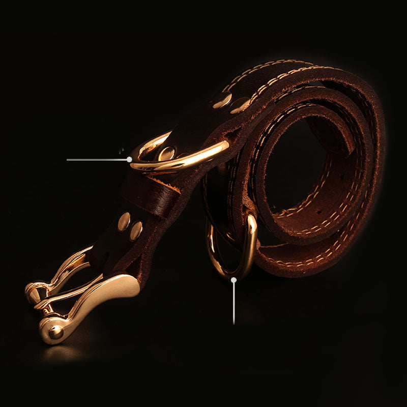 Collar de Cuero Genuino Personalizable con Placa de Identificación