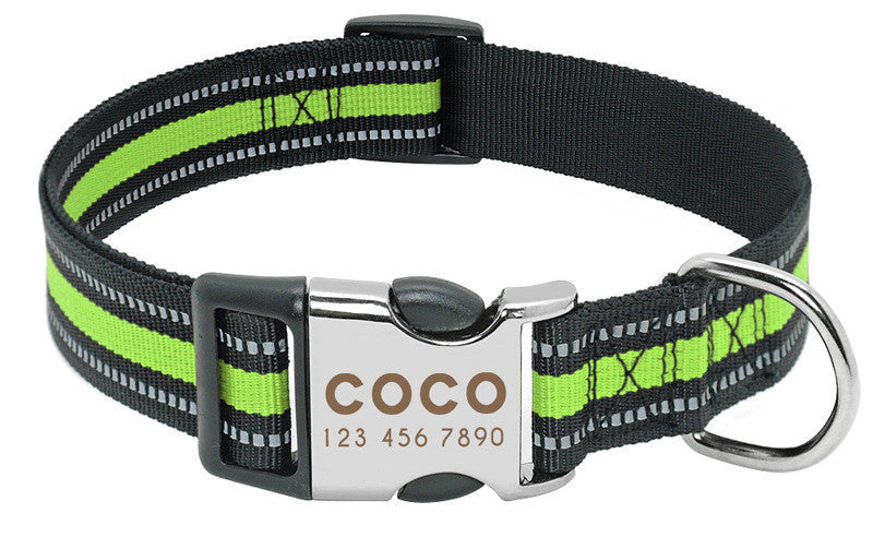 Collar de Nylon Reflectante Personalizable con Grabado de Seguridad