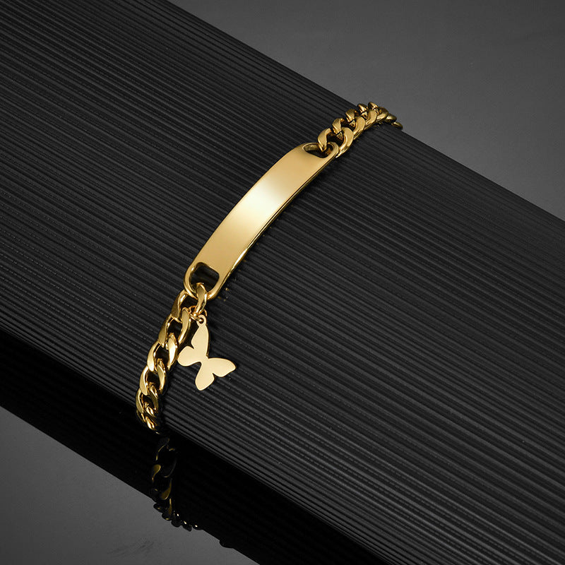 Brazalete dorado con placa grabada y nombre de perro — pulsera personalizada de acero para dueños de mascotas