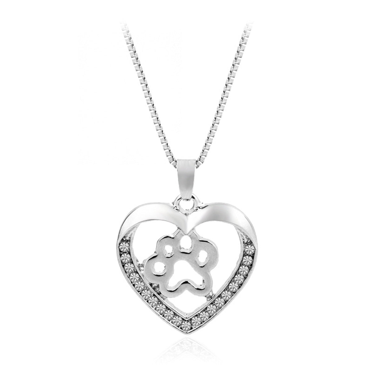 Collar con Colgante de Corazón y Huella de Perro