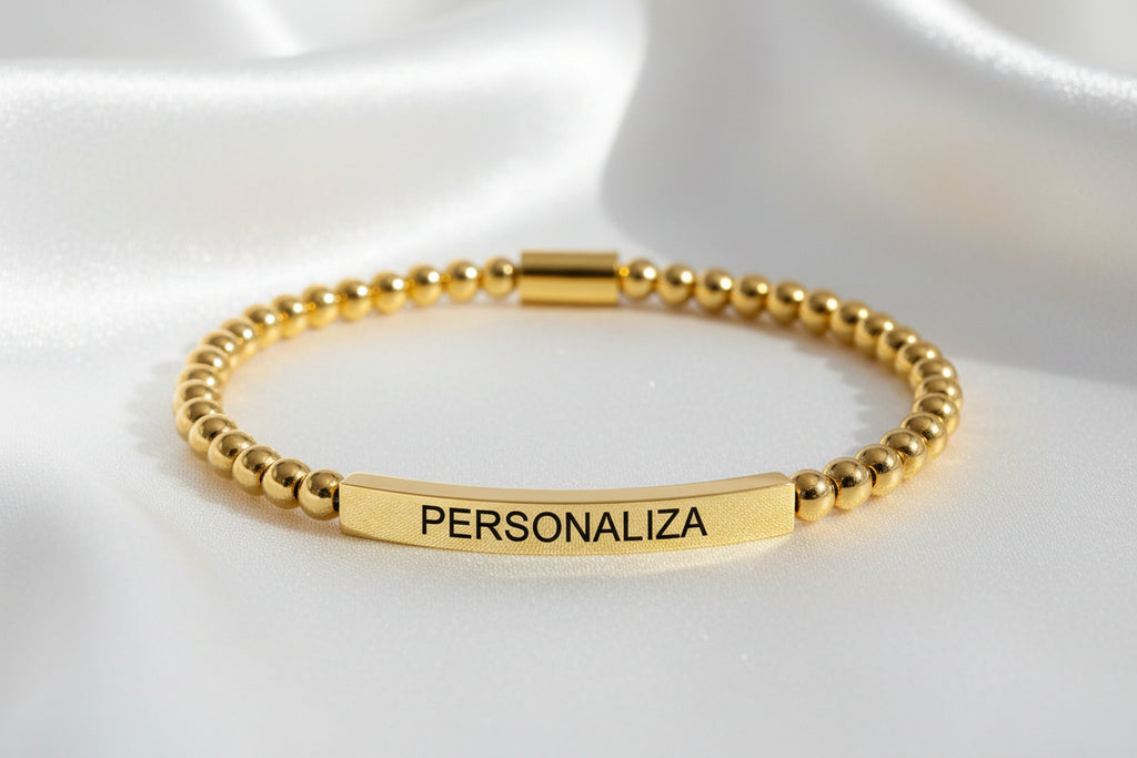 Pulsera de Tubo Curvo Personalizable con Piedras Naturales