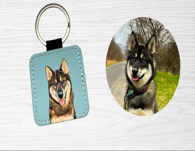 Llavero de Cuero Personalizado con Foto de tu Perro