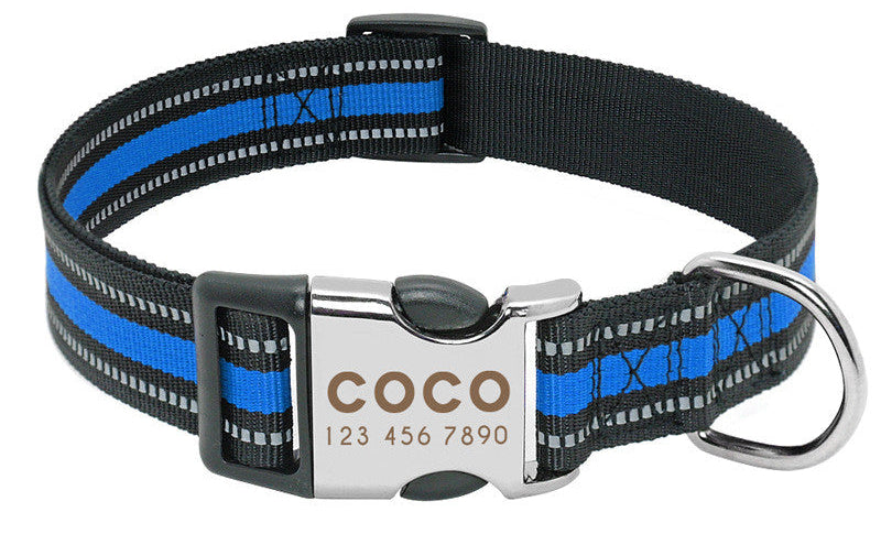 Collar de Nylon Reflectante Personalizable con Grabado de Seguridad