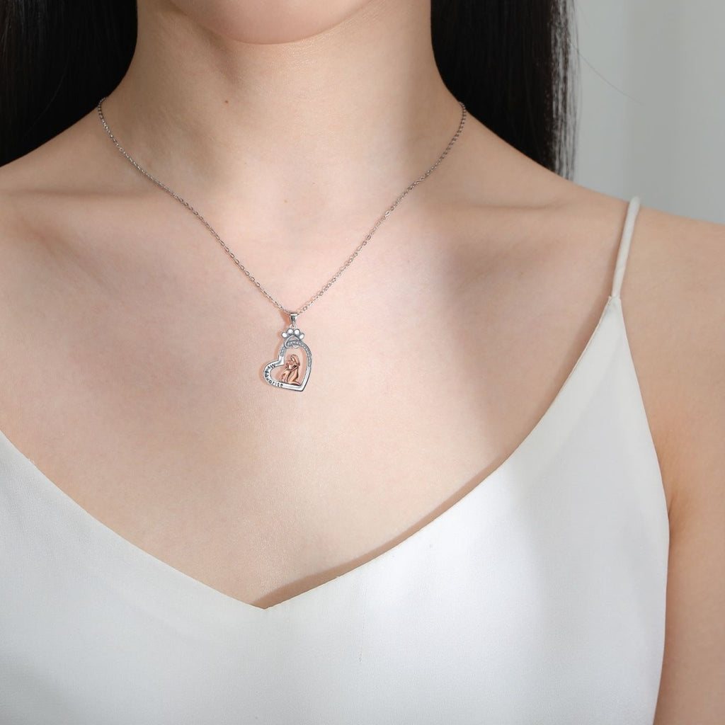Collar Corazón "Mi Favorito" - Niña y Perro con Circonitas