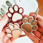 Llavero Artesanal de Madera con Huella Canina
