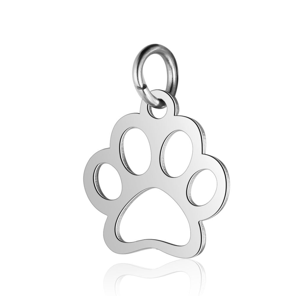 Colgante de Huella Canina en Acero de Titanio Pulido