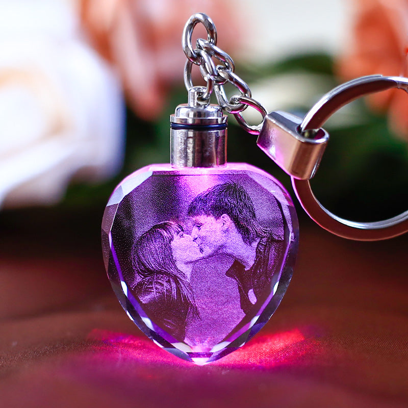 Llavero de Cristal K9 Personalizado con Grabado Interno y Luz LED