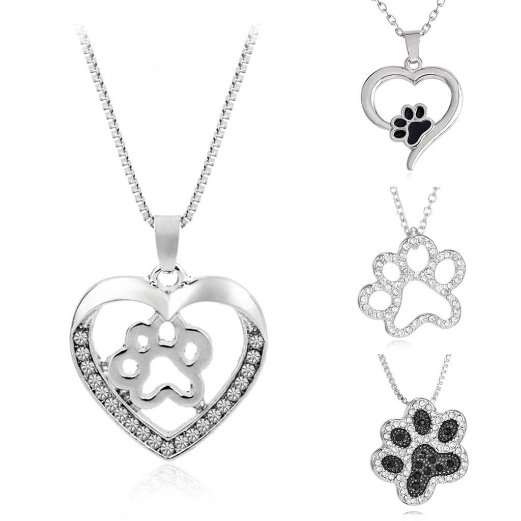 Collar con Colgante de Corazón y Huella de Perro