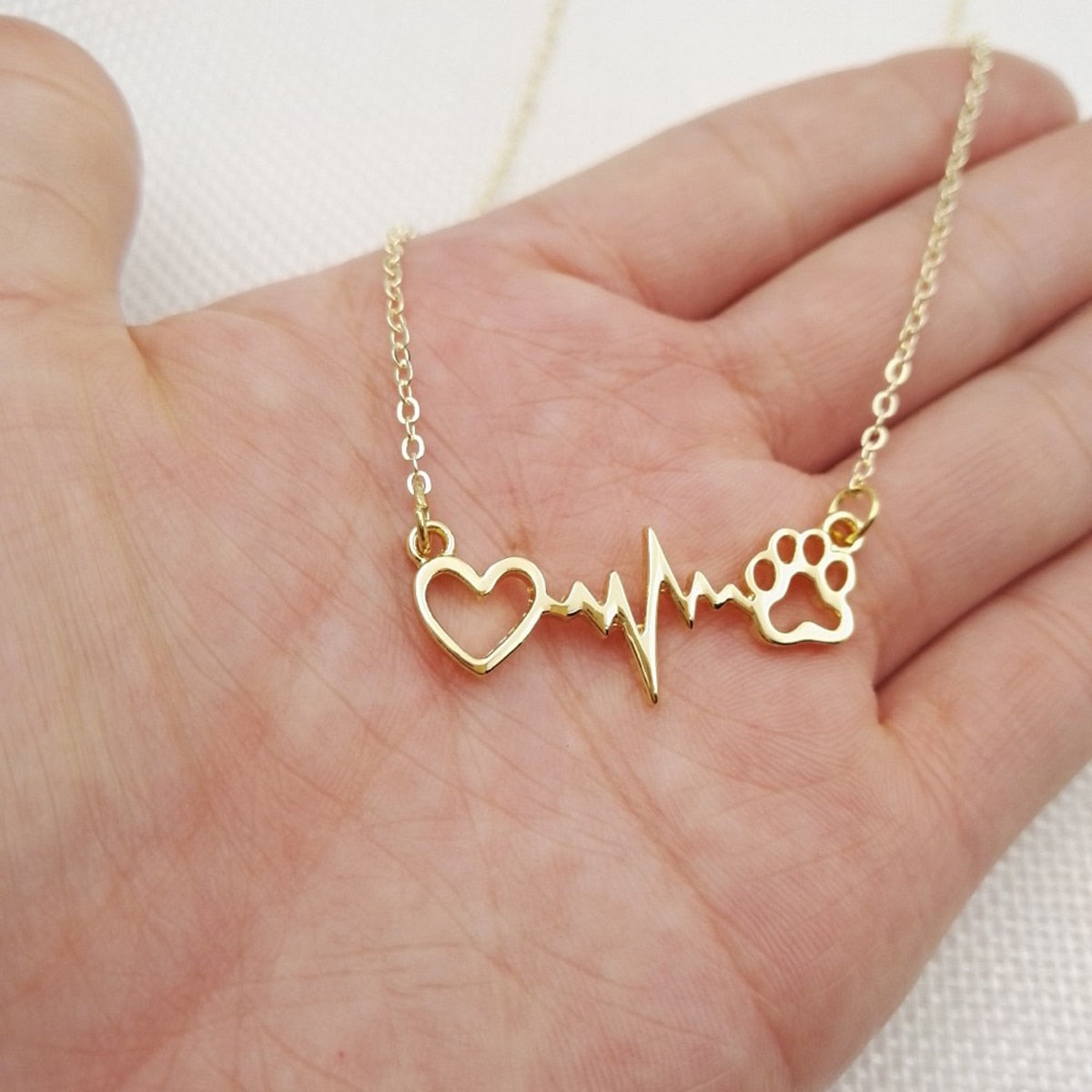 Collar Personalizado con Huella, Corazón y Latido en Aleación de Zinc