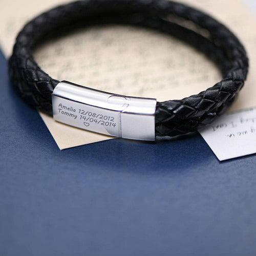 Brazalete de Cuero y Acero Personalizable "Vínculo Fiel"