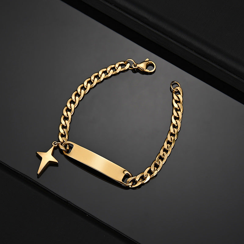 Brazalete dorado con placa grabada y nombre de perro — pulsera personalizada de acero para dueños de mascotas