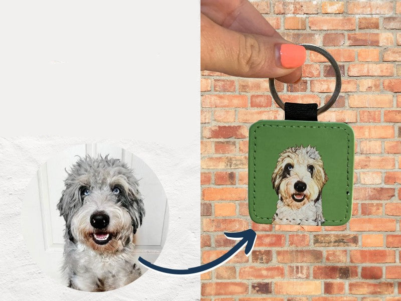 Llavero de Cuero Personalizado con Foto de tu Perro