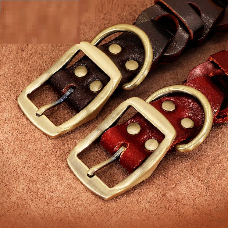 Collar de Cuero Trenzado Personalizable para Perros Medianos y Grandes
