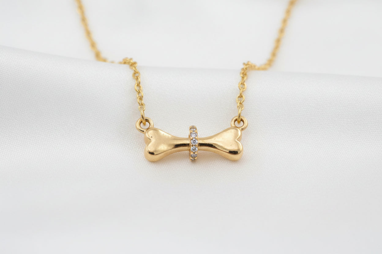 Collar  "Hueso Radiante" con Brillantes