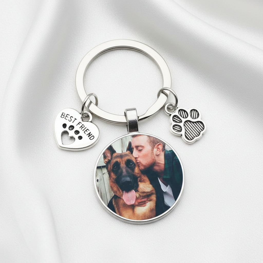 Llavero de Corazón Personalizable con Foto de tu Perro