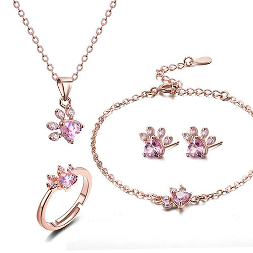Set de Joyas "Huella de Cuarzo Rosa" con Baño de Oro Rosa