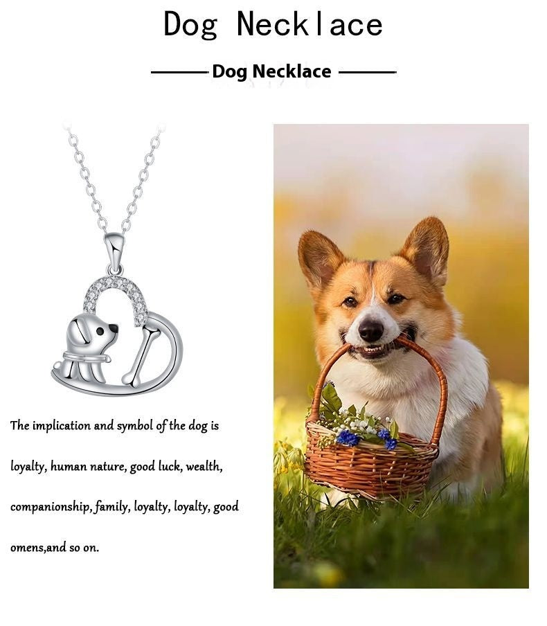Collar de Corazón con Perrito y Circonitas