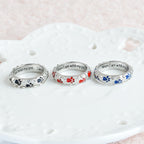 Anillo Sentimiento Canino con Huellas y Cristales