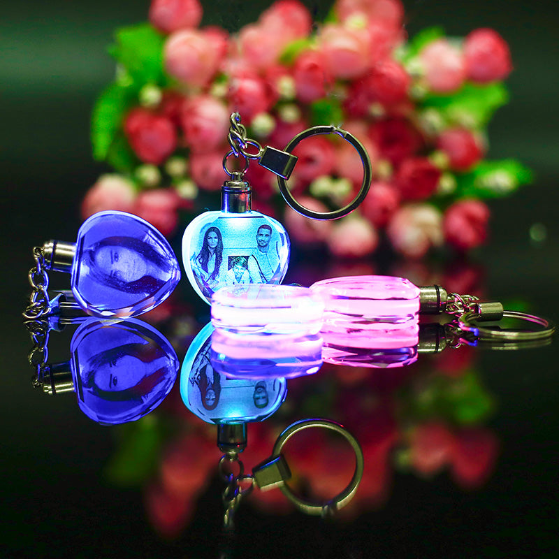 Llavero de Cristal K9 Personalizado con Grabado Interno y Luz LED