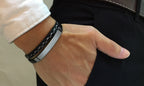 Brazalete de Cuero y Acero  Personalizado