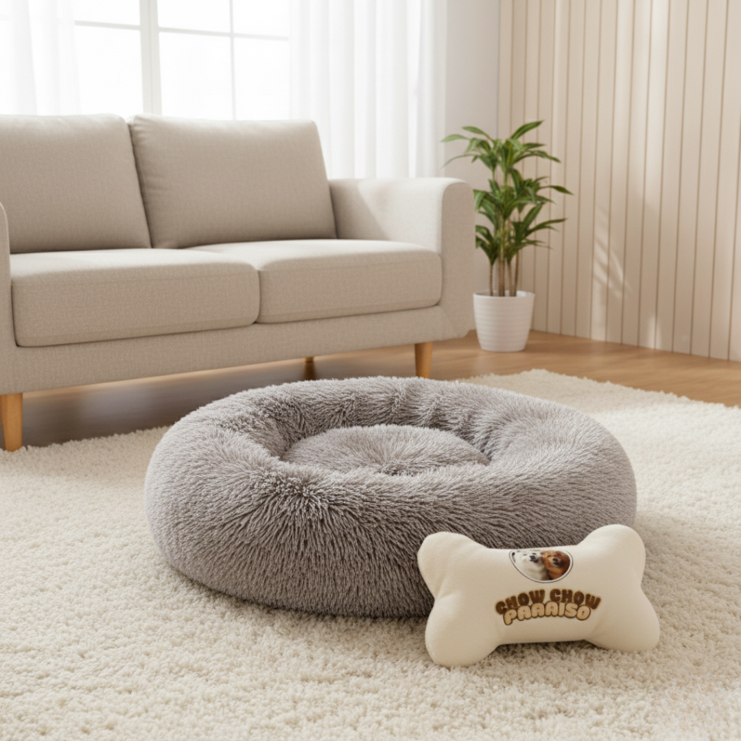 C3-Cama donut,cojin,calmante para perros  🐕🐈 | Suave, cálida y lavable-Chow-Chow-paraíso 