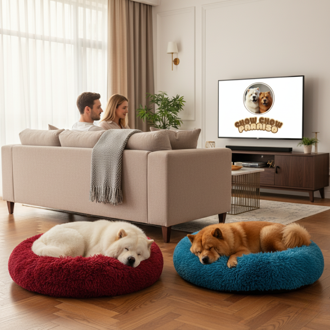 C3-Cama donut,cojin,calmante para perros  🐕🐈 | Suave, cálida y lavable-Chow-Chow-paraíso 