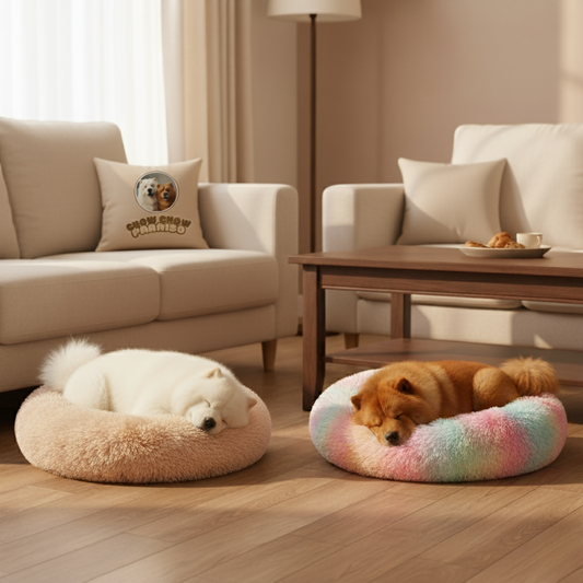 C3-Cama donut,cojin,calmante para perros  🐕🐈 | Suave, cálida y lavable-Chow-Chow-paraíso 