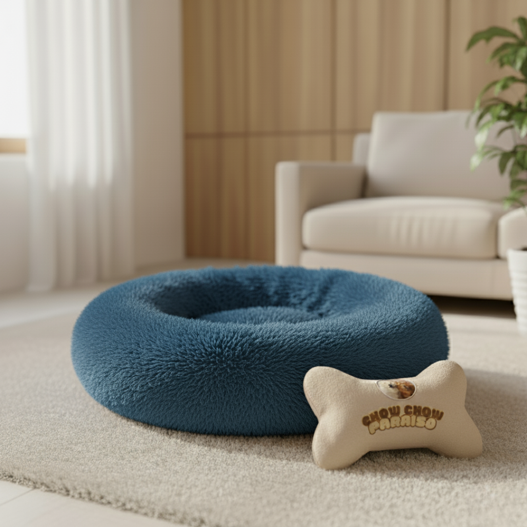 C3-Cama donut,cojin,calmante para perros  🐕🐈 | Suave, cálida y lavable-Chow-Chow-paraíso 