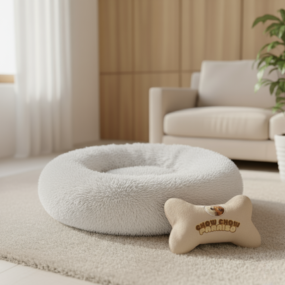 C3-Cama donut,cojin,calmante para perros  🐕🐈 | Suave, cálida y lavable-Chow-Chow-paraíso 