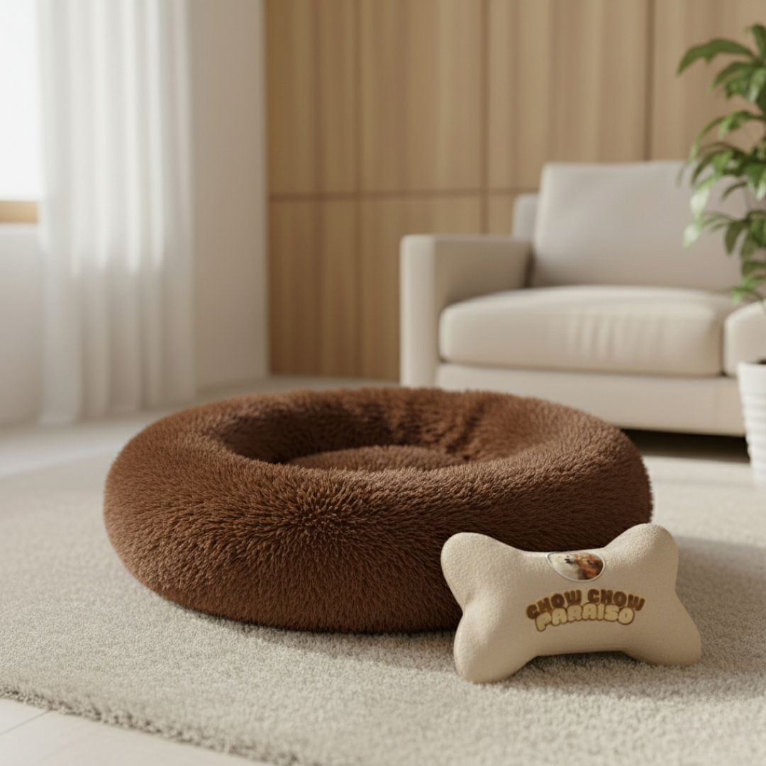 C3-Cama donut,cojin,calmante para perros  🐕🐈 | Suave, cálida y lavable-Chow-Chow-paraíso 