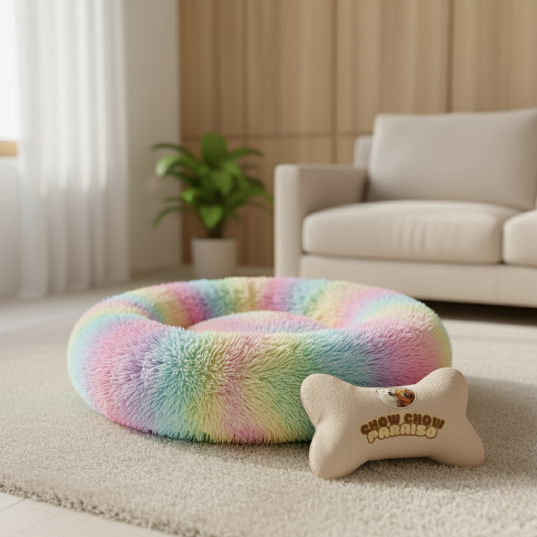 C3-Cama donut,cojin,calmante para perros  🐕🐈 | Suave, cálida y lavable-Chow-Chow-paraíso 