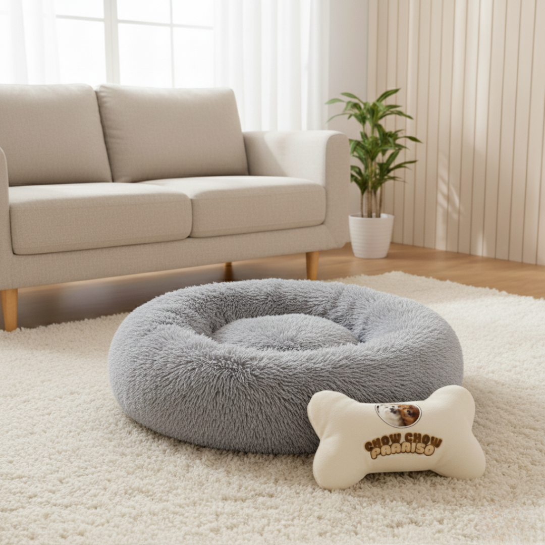 C3-Cama donut,cojin,calmante para perros  🐕🐈 | Suave, cálida y lavable-Chow-Chow-paraíso 