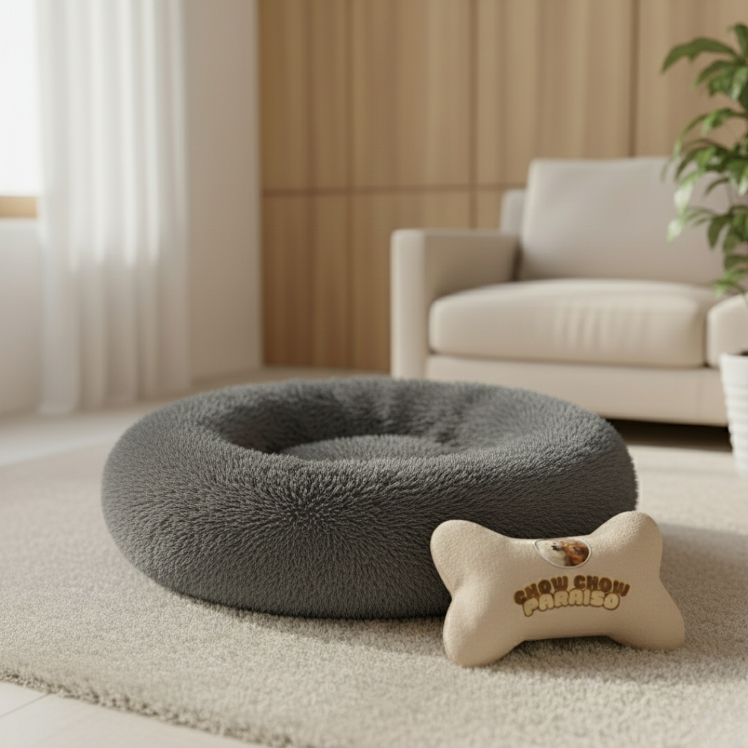C3-Cama donut,cojin,calmante para perros  🐕🐈 | Suave, cálida y lavable-Chow-Chow-paraíso 
