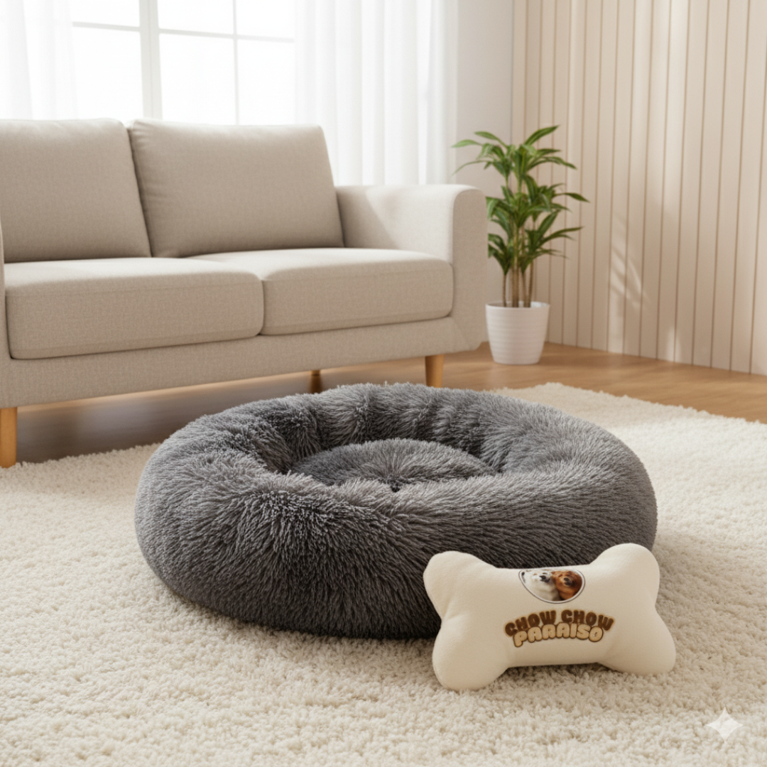 C3-Cama donut,cojin,calmante para perros  🐕🐈 | Suave, cálida y lavable-Chow-Chow-paraíso 