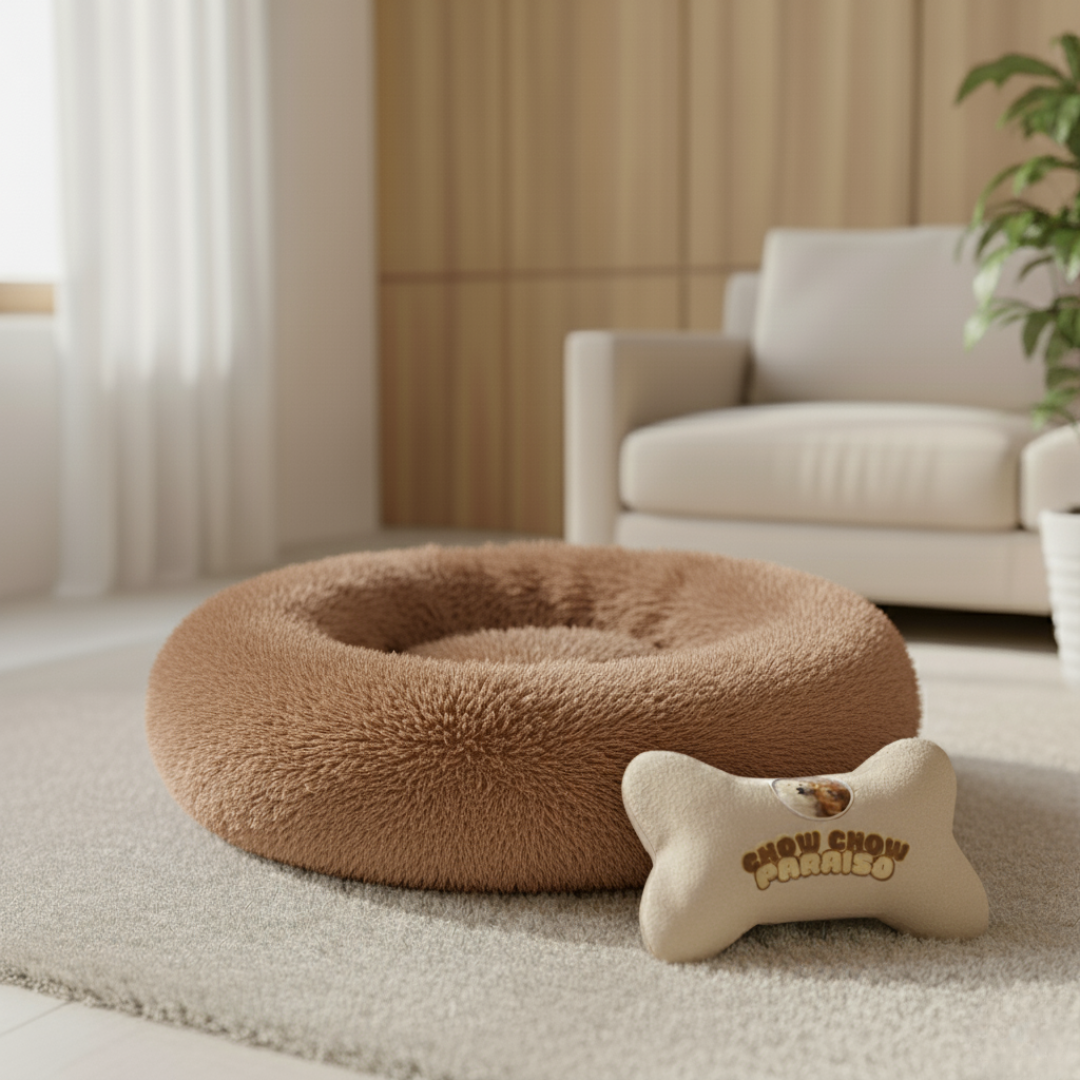 C3-Cama donut,cojin,calmante para perros  🐕🐈 | Suave, cálida y lavable-Chow-Chow-paraíso 