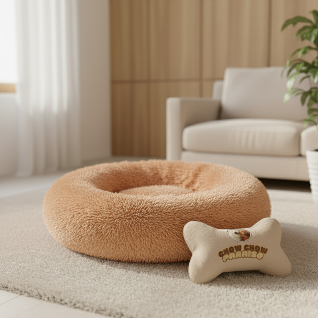 C3-Cama donut,cojin,calmante para perros  🐕🐈 | Suave, cálida y lavable-Chow-Chow-paraíso 
