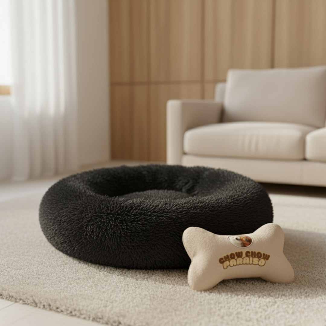 C3-Cama donut,cojin,calmante para perros  🐕🐈 | Suave, cálida y lavable-Chow-Chow-paraíso 