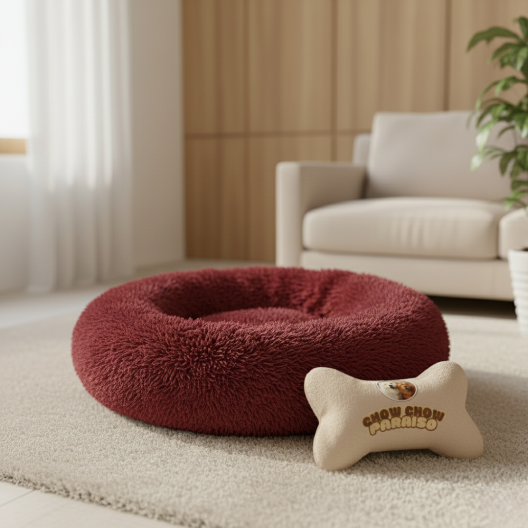C3-Cama donut,cojin,calmante para perros  🐕🐈 | Suave, cálida y lavable-Chow-Chow-paraíso 